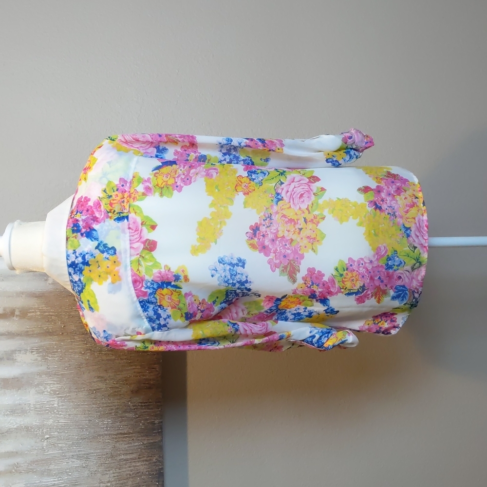 Floral Print Button-Up Blouse - White with Pink, Yellow & Blue - Picture 3 of 8